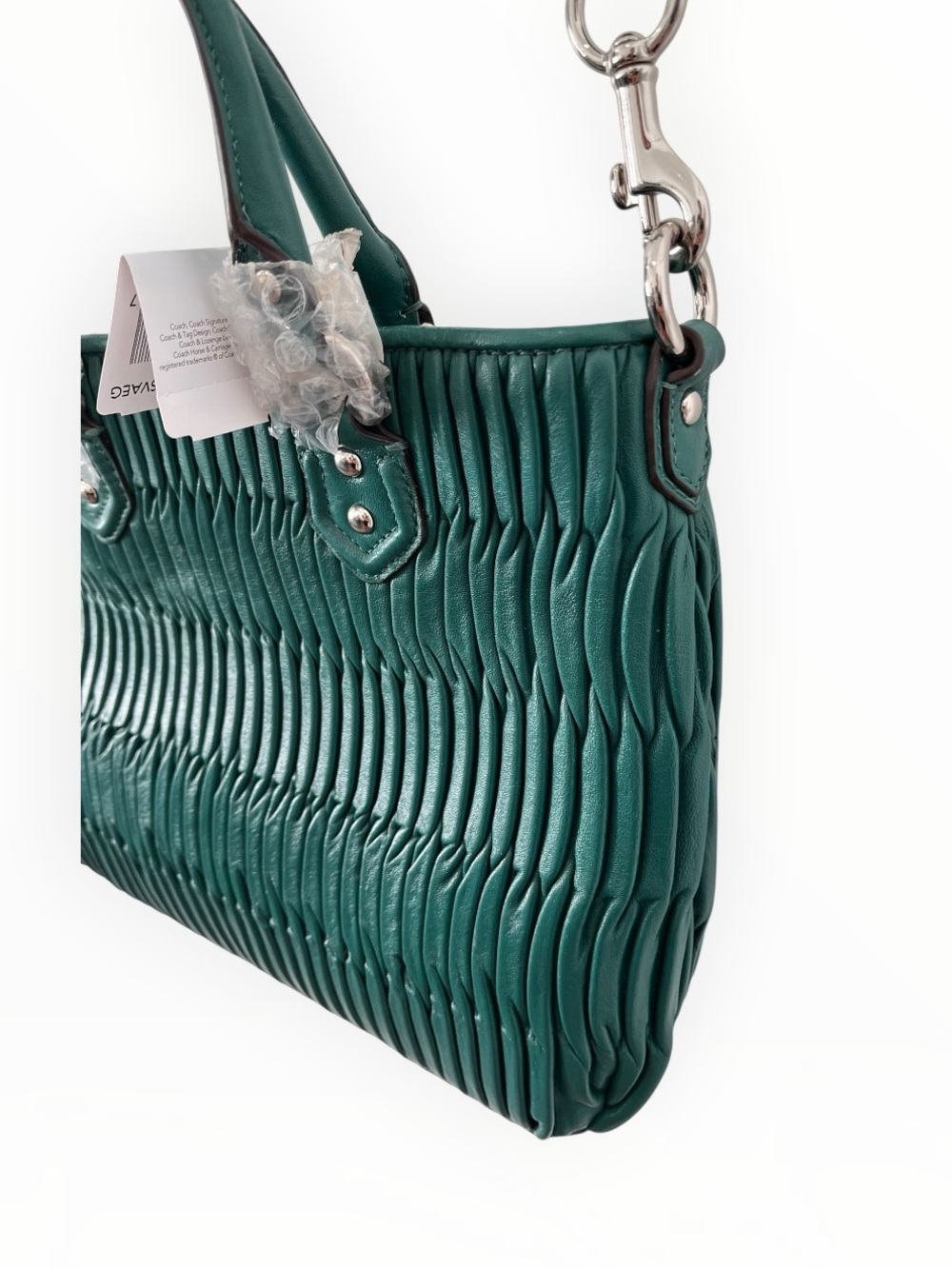 Coach Gathered Leather Ashley Aegean Green (Style #F23972) NWT - Picture 5 of 11